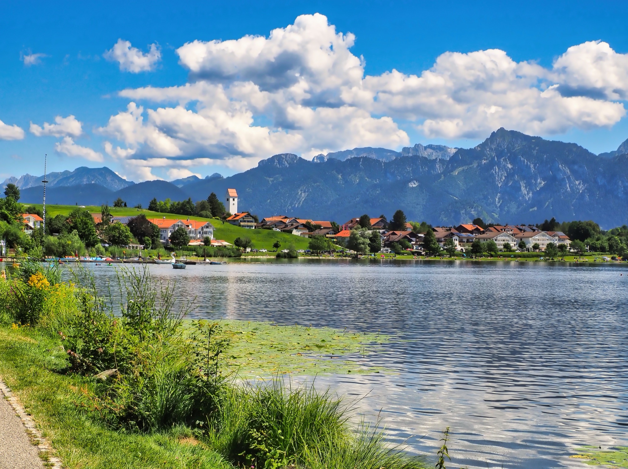 Hopfen am See mit Bergpanorama